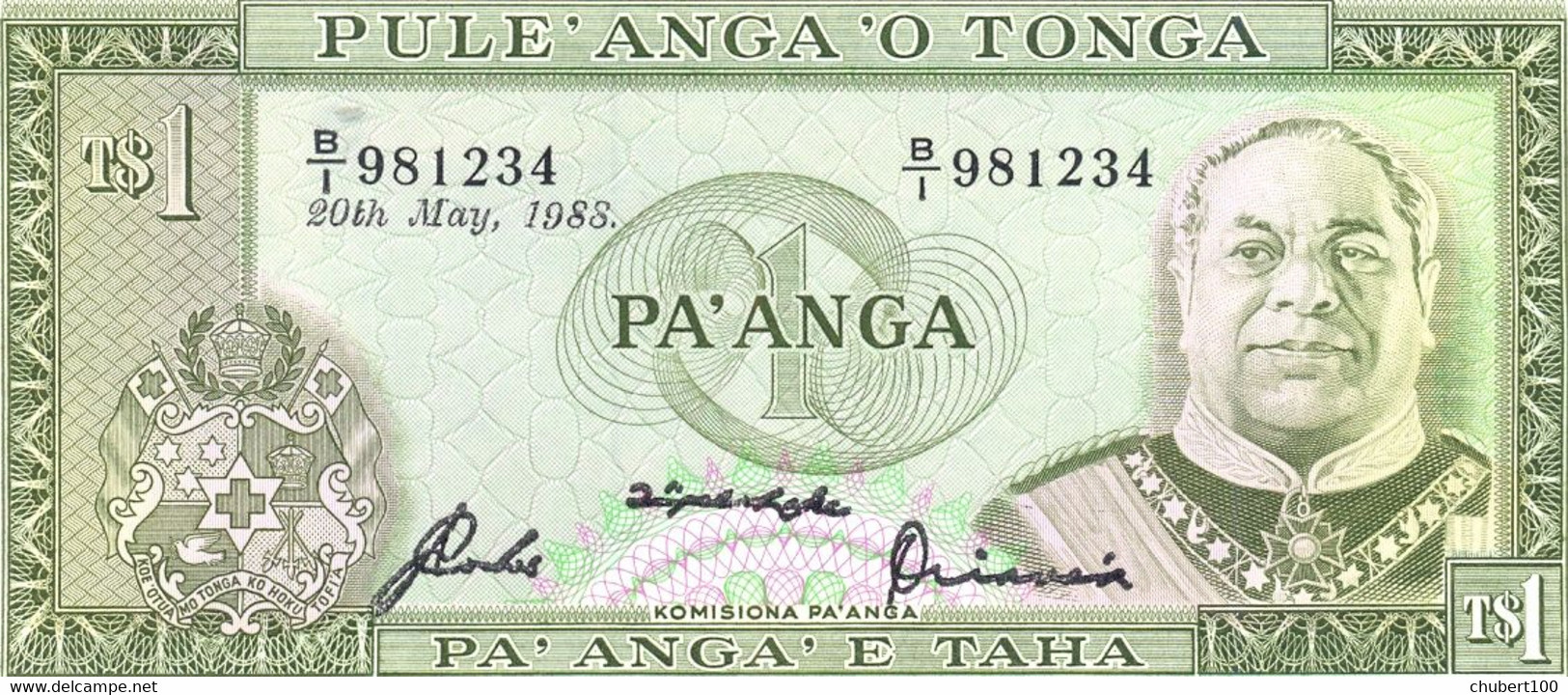 TONGA , P 19c  , 1  Pa'anga ,1987 + 1988 , UNC  Neuf  , 2 Notes - Tonga