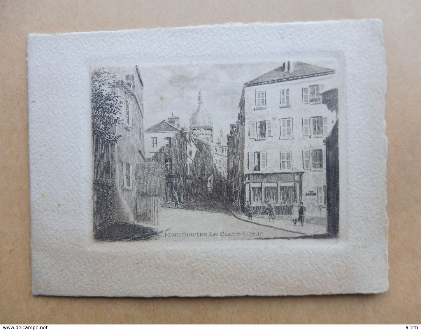 75  - PARIS - MONTMARTRE Le Sacré Cœur - Gravure Sur Carte Double De Voeux - Dessins