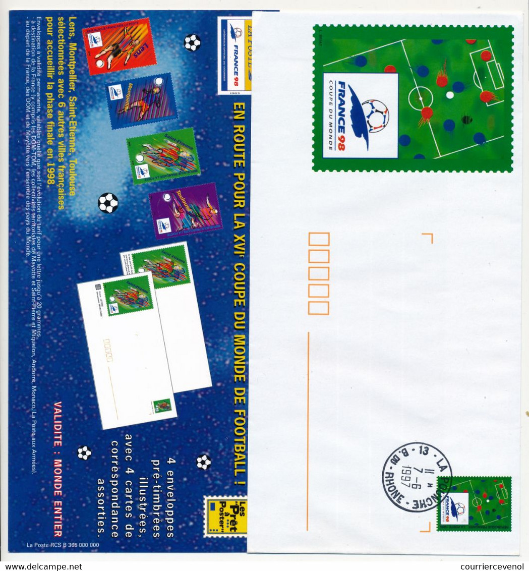 Série 4 Prêt à Poster PAP - Coupe Du Monde De Football - Lens, Montpellier, St Etienne - Obl. 13 La Pounche 1997 Non Voy - PAP: Sonstige (1995-...)