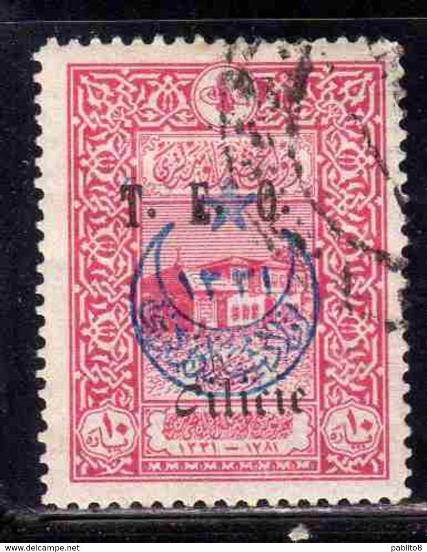 CILICIE CILICIA 1920 TURKISH STAMP T.E.O. POST OFFICE COSTANTINOPLE CRESCENT STAR OVERPRINTED 10pa  USED USATO OBLITERE' - Used Stamps