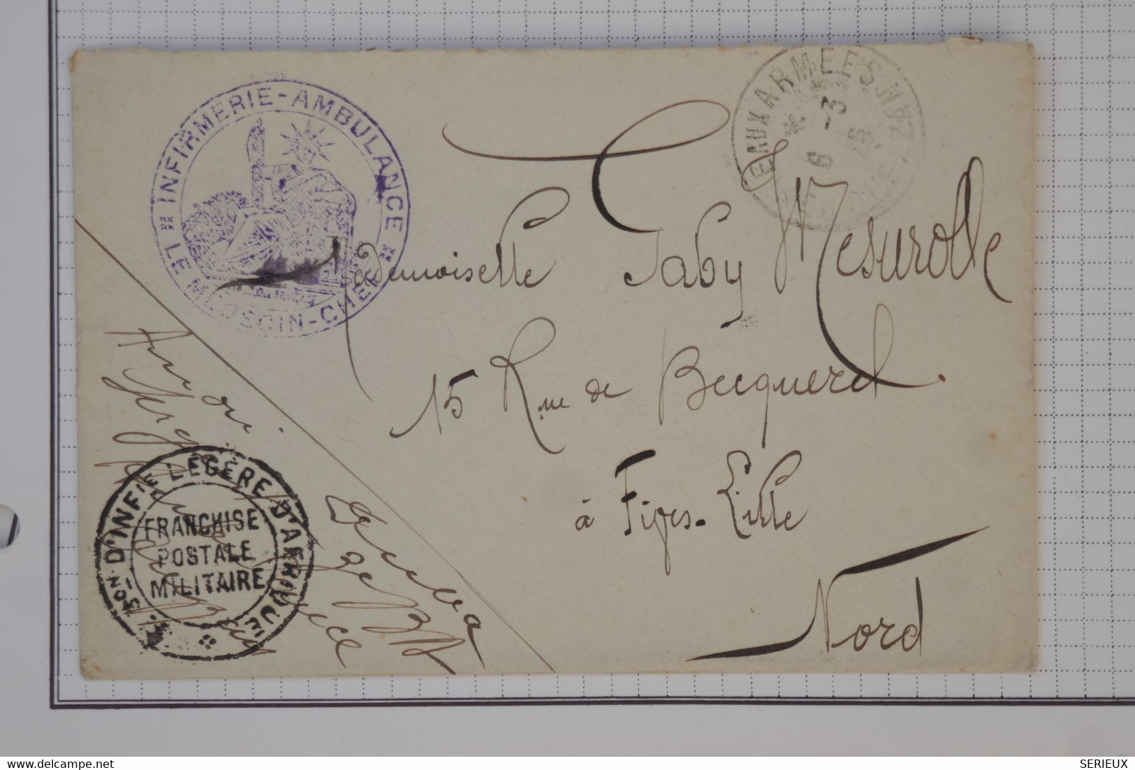 BA7  AFRIQUE     BELLE LETTRE  FM 1945  INFANTERIE A LILLE   FRANCE  +A VOIR + AFFRANCH.INTERESSANT - Other & Unclassified