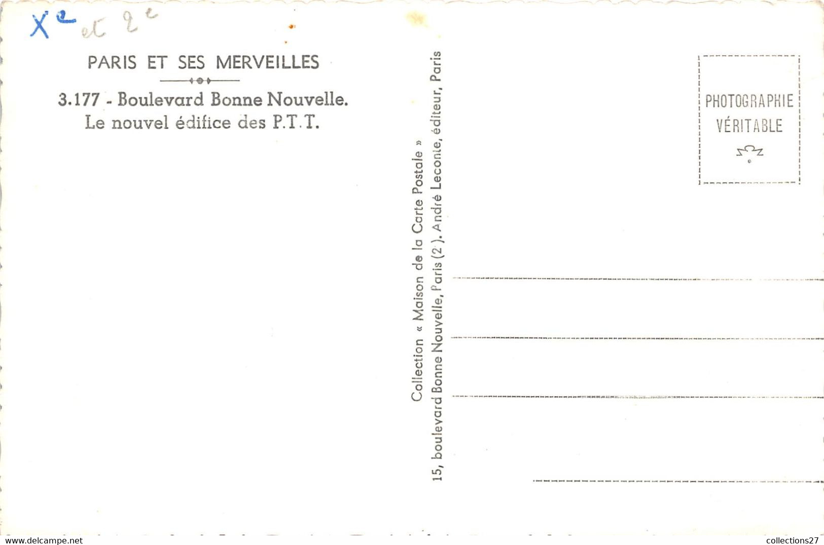 PARIS-75010-BOULEVARD BONNE NOUVELLE , LE NOUVEL EDIFICE DES P.T.T. - Arrondissement: 10