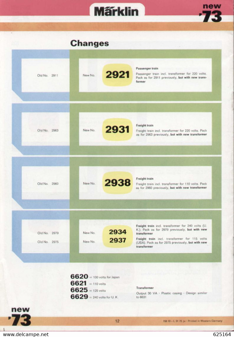 Catalogue MÄRKLIN 1973 New Neuheiten Englische Ausgabe Brochure - Inglés