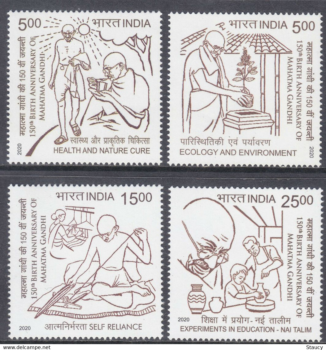 INDIA 2020 150th Birth Anniversary Of Mahatma Gandhi 4v Complete SET MNH P.O Fresh & Fine - Oblitérés