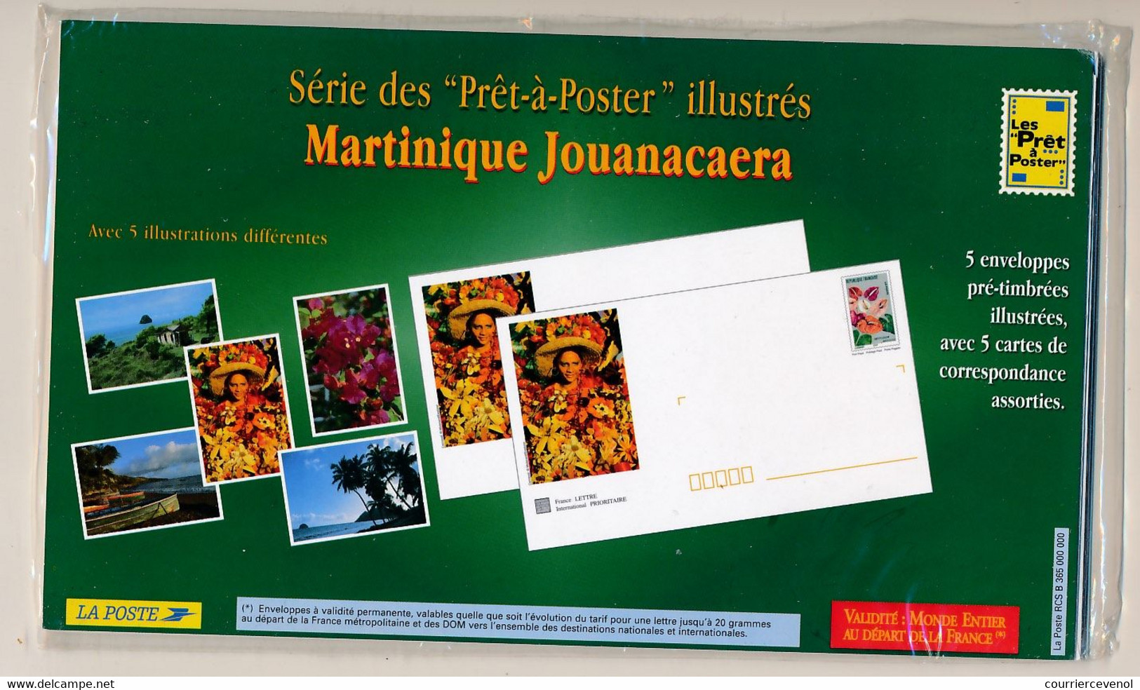 Série 5 Enveloppes PAP - "MARTINIQUE Jouanacaera" - Neuve, Sous Emballage Blister D'origine - PAP: Sonstige (1995-...)