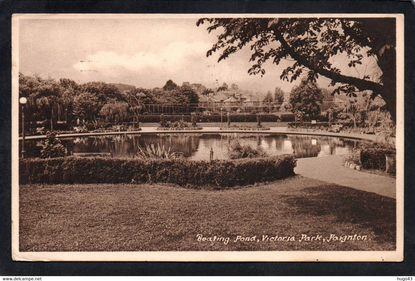 (RECTO / VERSO) PAIGNTON - BOATING POND VICTORIA PARK  - BEAUX TIMBRE ET CACHET -  FORMAT CPA - Paignton