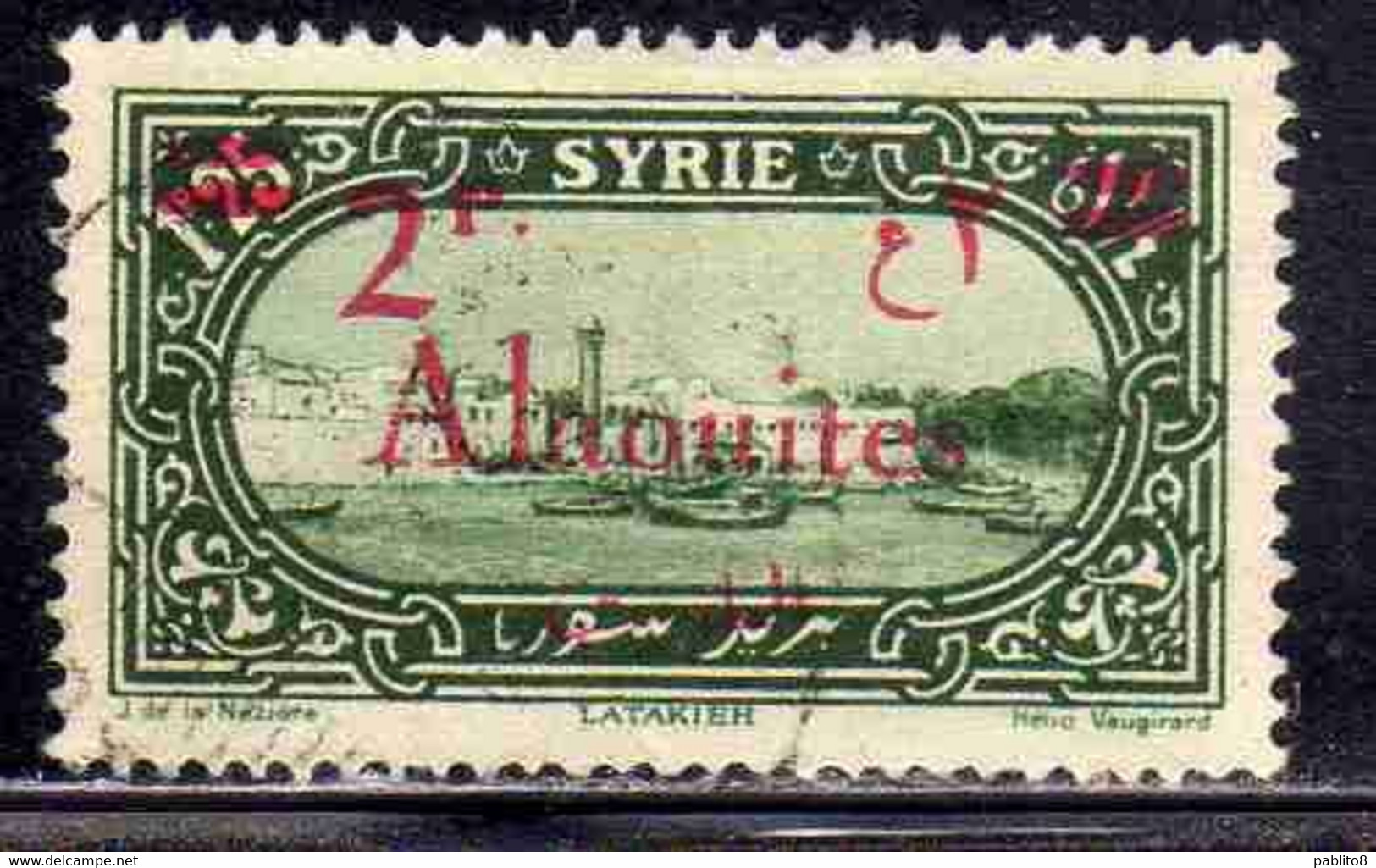 ALAOUITES SYRIA SIRIA ALAQUITES 1928 LATAKIA HARBOR SURCHARGED 2p On 1.25p USED USATO OBLITERE' - Usati