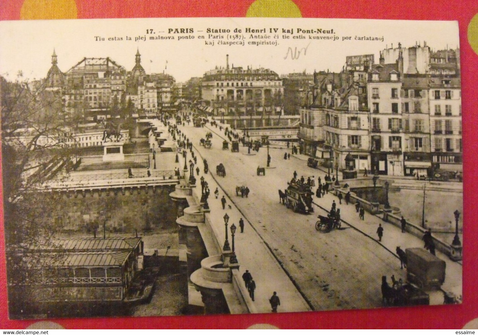 Carte Postale. Seine 75. Paris. Statuo De Henri IV Kaj Pont-Neuf. Esperanto - Esperanto