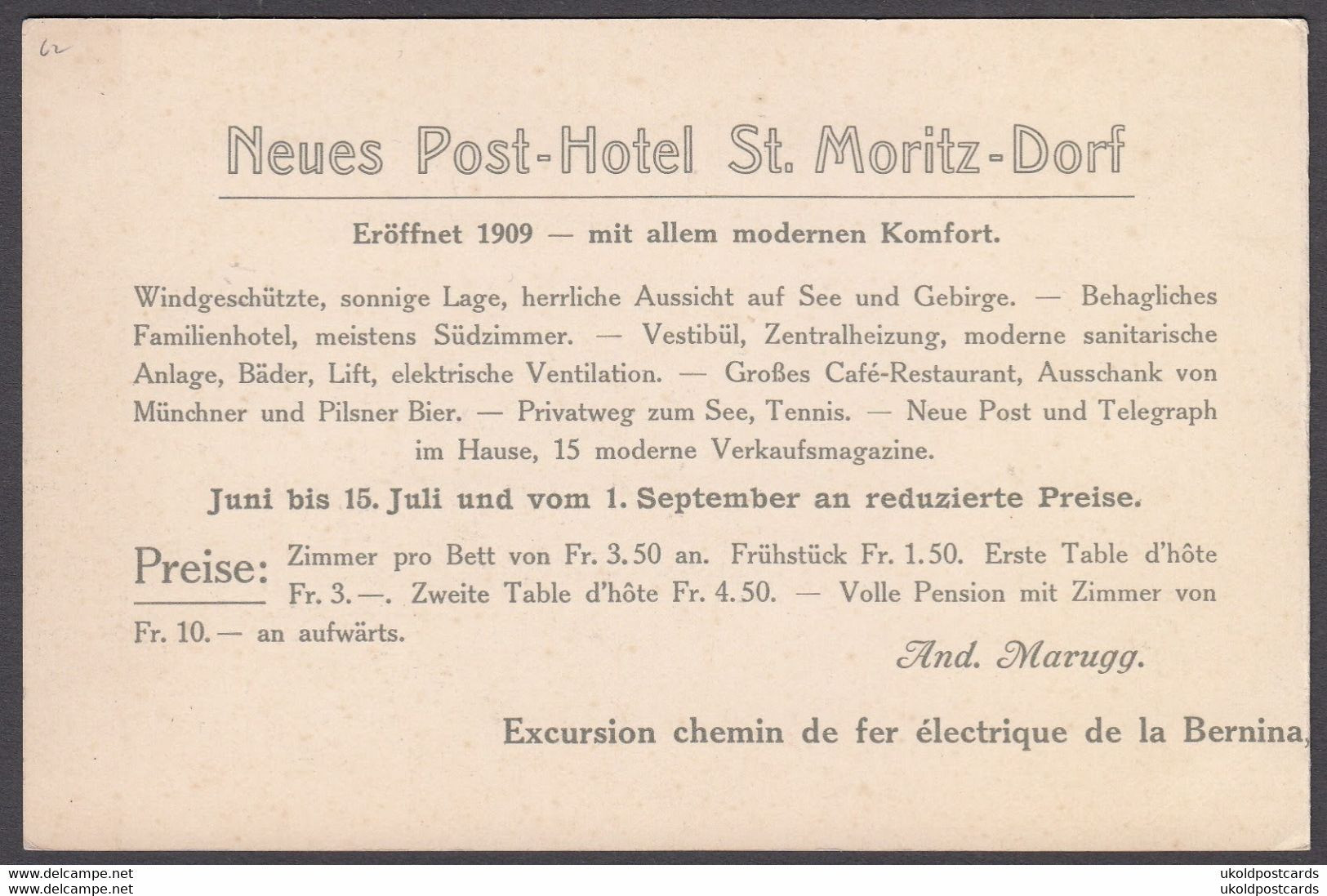 CPA  Suisse,  ST MORITZ DORF, Neues Post Hotel - Sankt Moritz