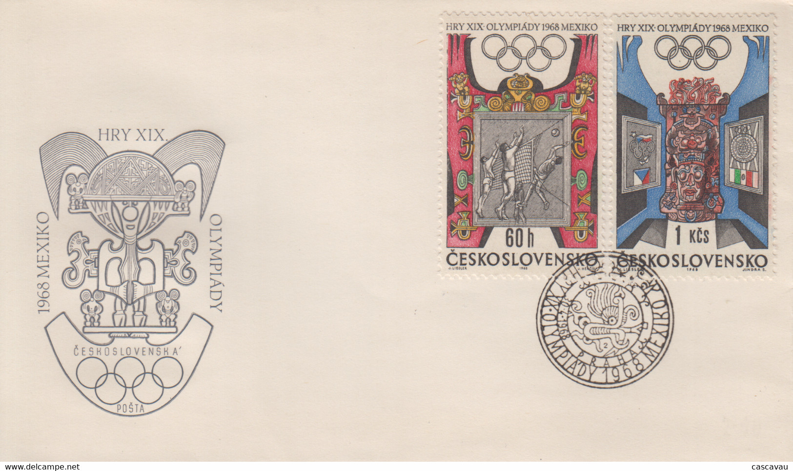 Enveloppe  FDC  1er  Jour    TCHECOSLOVAQUIE   Jeux   Olympiques   MEXICO   1968 - Summer 1968: Mexico City