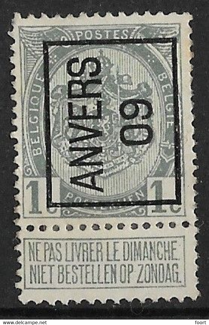 Antwerpen 1909 Typo Nr. 8A - Typografisch 1906-12 (Wapenschild)