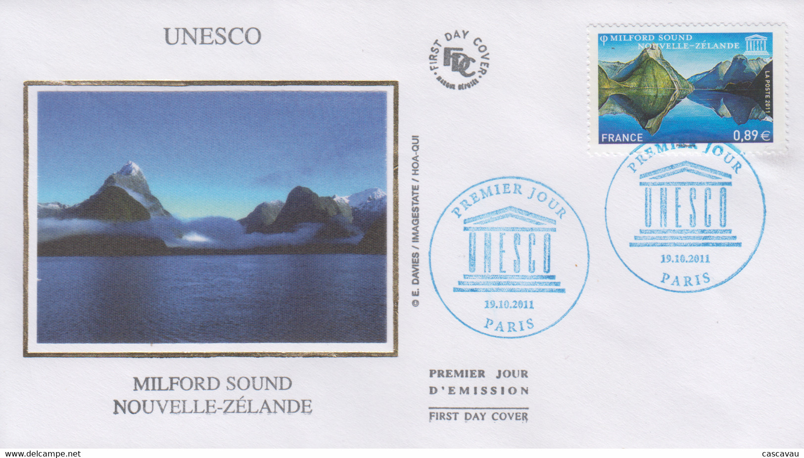 Enveloppe   FDC  1er   Jour   FRANCE     MILFORD  SOUND     NOUVELLE  ZELANDE      UNESCO    2011 - UNESCO