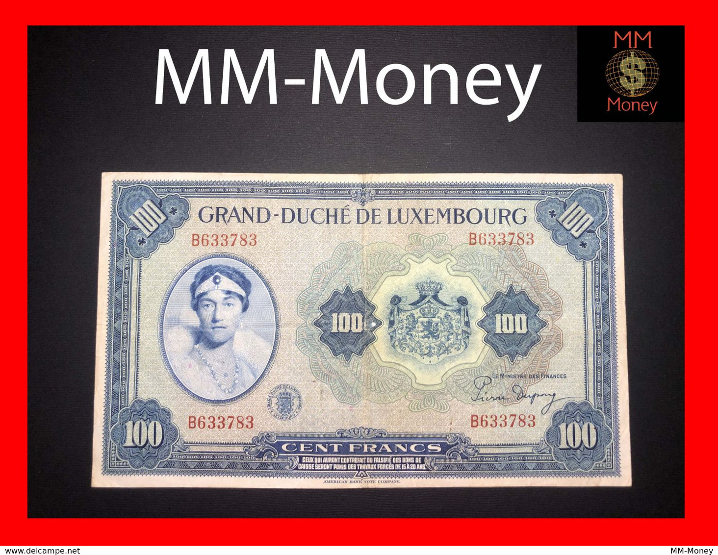 LUXEMBOURG  100 Francs  1944  P. 47    VF+ - Lussemburgo