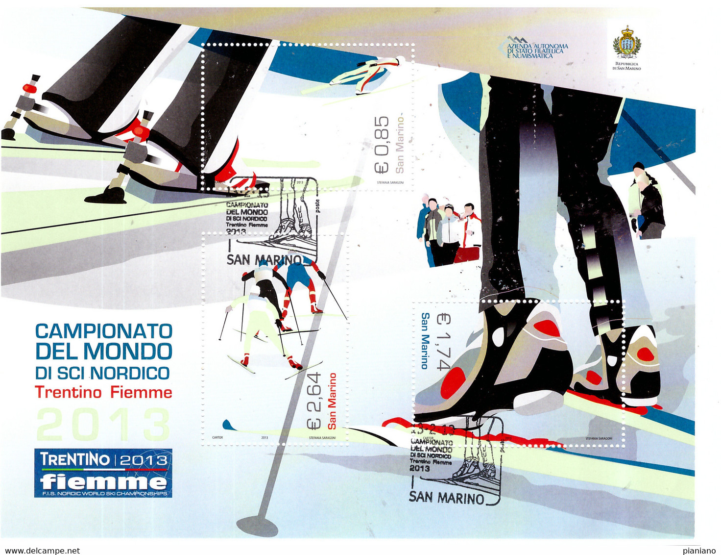 PIA  -  SAN  MARINO  -  2013 :  Campionati Del Mondo Di Sci - (SAS 122) - Used Stamps