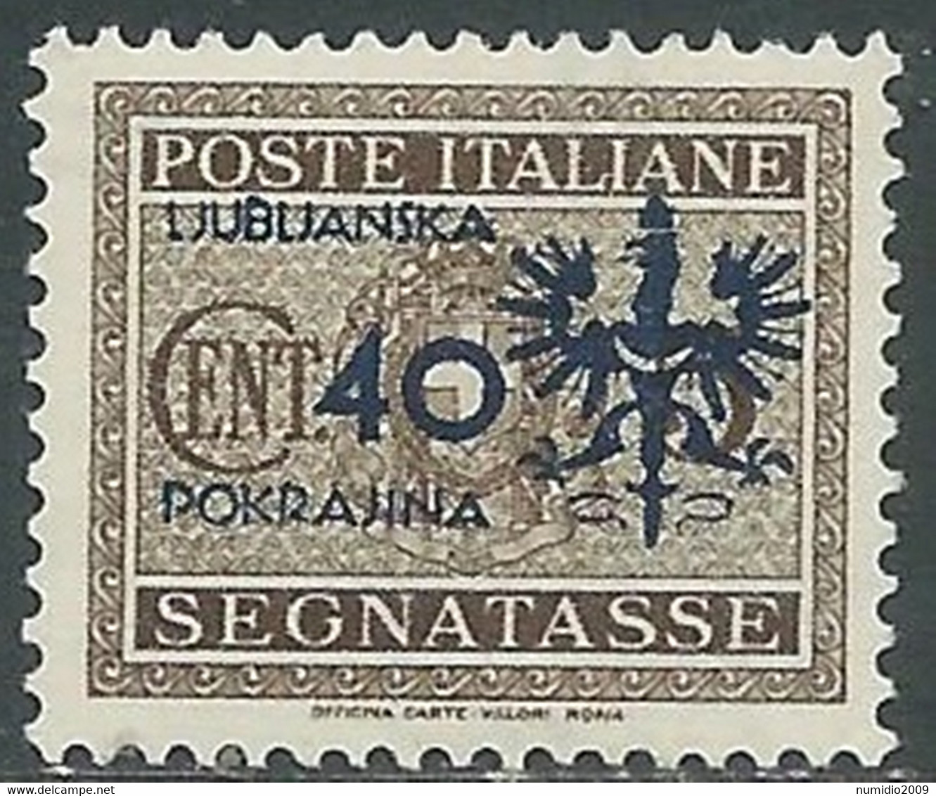 1944 OCCUPAZIONE TEDESCA LUBIANA SEGNATASSE 40 SU 5 CENT MNH ** - RF37 - German Occ.: Lubiana