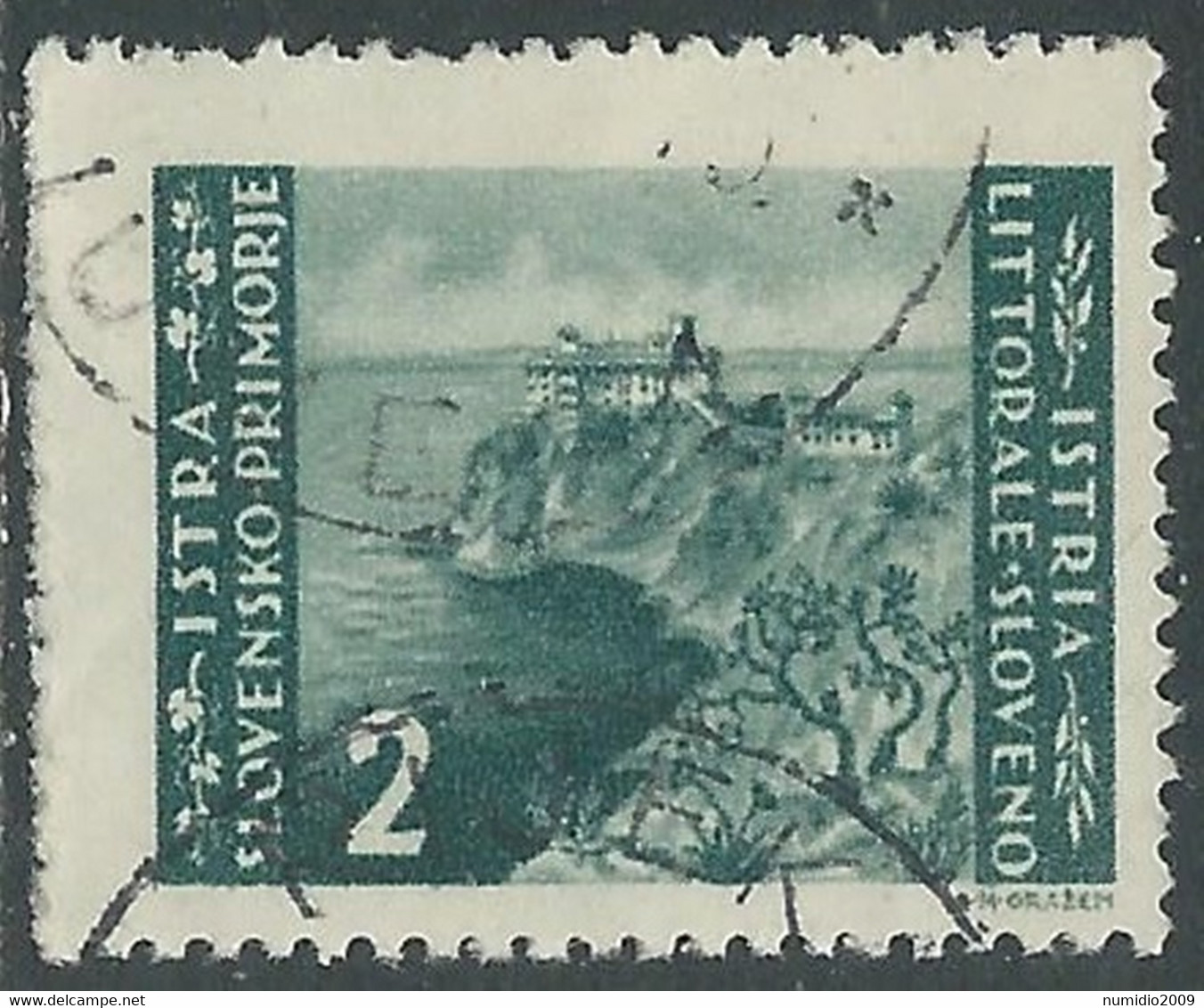 1946 OCCUPAZIONE JUGOSLAVA ISTRIA E LITORALE SLOVENO USATO 2 LIRE - RF17-7 - Jugoslawische Bes.: Slowenische Küste