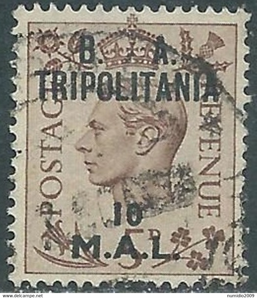 1950 OCCUPAZIONE BRITANNICA TRIPOLITANIA BA USATO 10 MAL  - RF34-5 - Tripolitania
