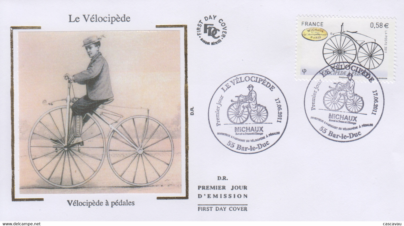 Enveloppe  FDC  1er  Jour   FRANCE   Le   Vélocipéde   BAR  LE  DUC    2011 - Vélo