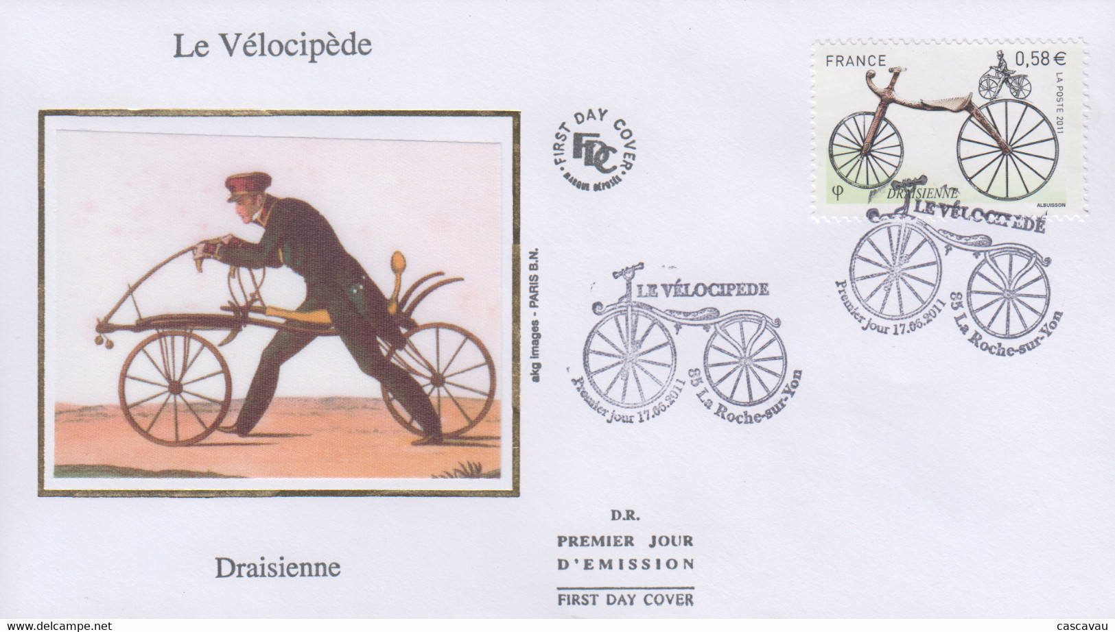 Enveloppe  FDC  1er  Jour   FRANCE   Le   Vélocipéde   LA  ROCHE  SUR  YON    2011 - Radsport