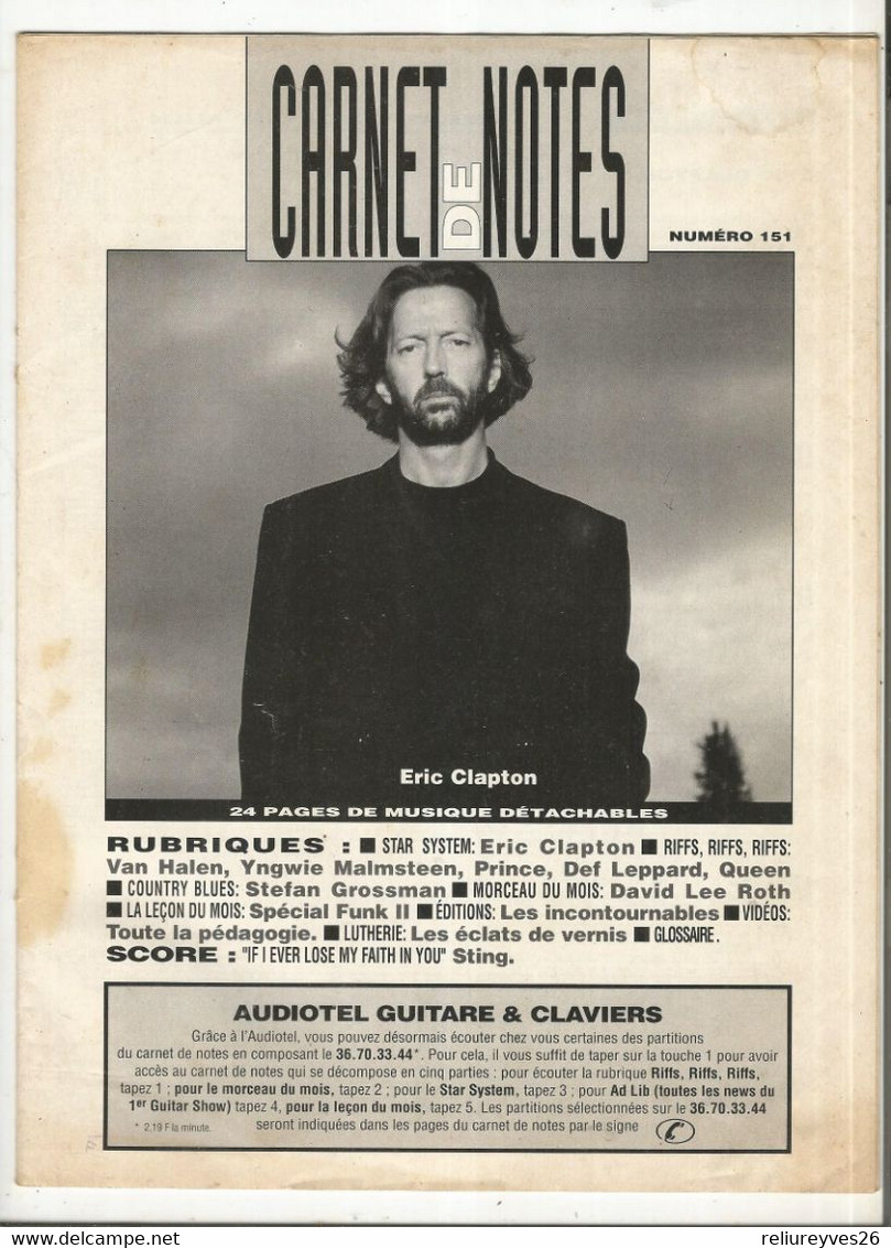 Carnet De Notes , N°151 , Eric Clapton - Etude & Enseignement