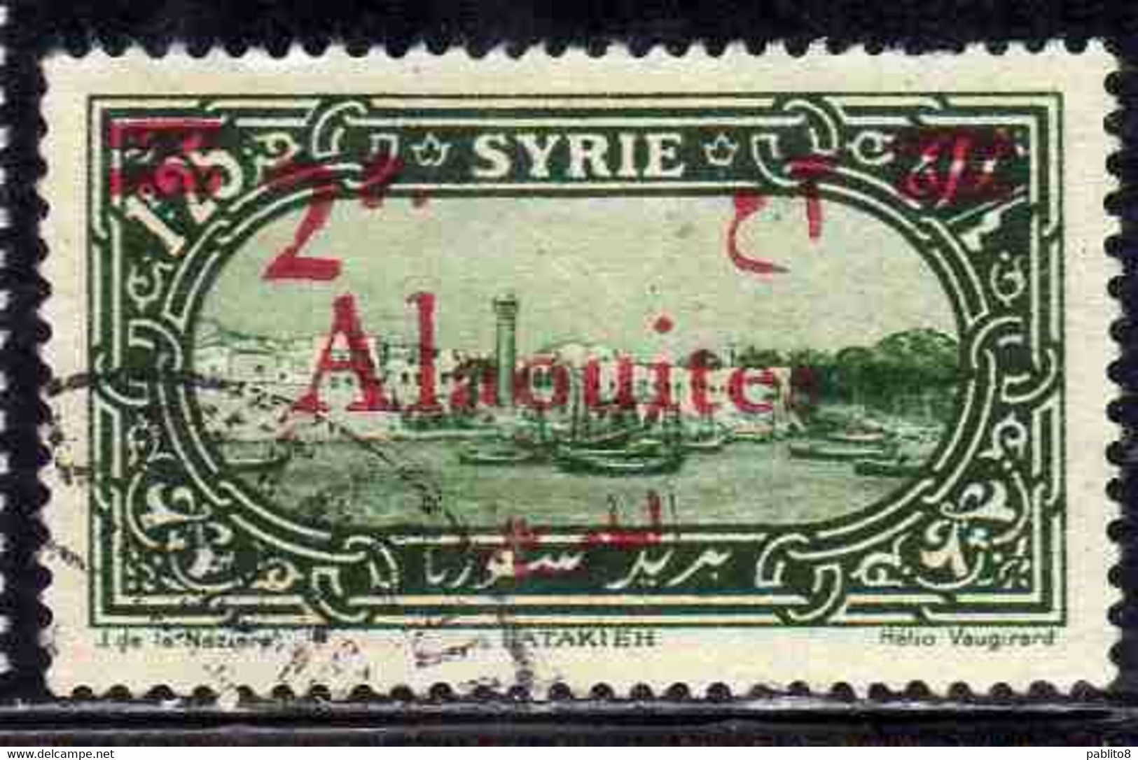 ALAOUITES SYRIA SIRIA ALAQUITES 1928 LATAKIA HARBOR SURCHARGED 2p On 1.25p USED USATO OBLITERE' - Used Stamps