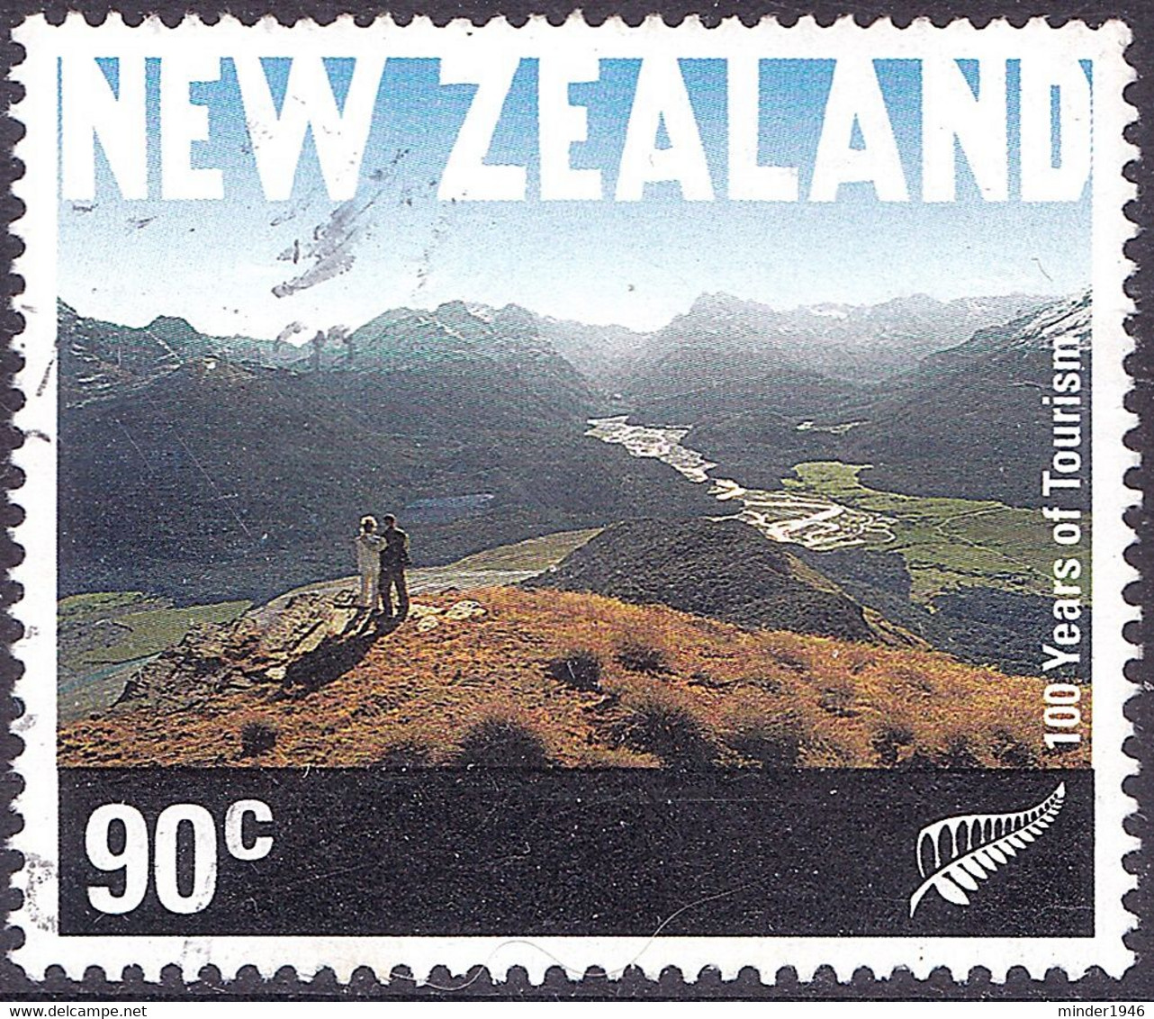 NEW ZEALAND 2001 QEII 90c Multicoloured, 100th Anniv Of Tourism-Sightseers On Mt. Alfred SG2427 FU - Gebruikt