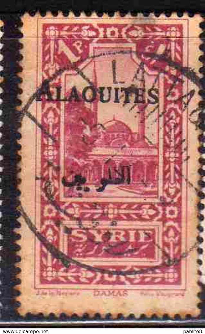 ALAOUITES SYRIA SIRIA ALAQUITES 1925 MOSQUE AT DAMASCUS 1p USED USATO OBLITERE' - Oblitérés