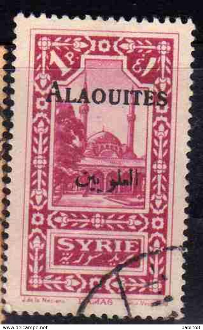 ALAOUITES SYRIA SIRIA ALAQUITES 1925 MOSQUE AT DAMASCUS 1p USED USATO OBLITERE' - Used Stamps