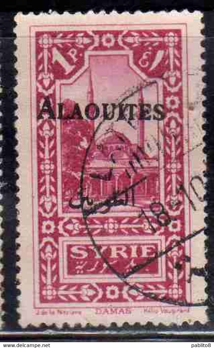 ALAOUITES SYRIA SIRIA ALAQUITES 1925 MOSQUE AT DAMASCUS 1p USED USATO OBLITERE' - Oblitérés