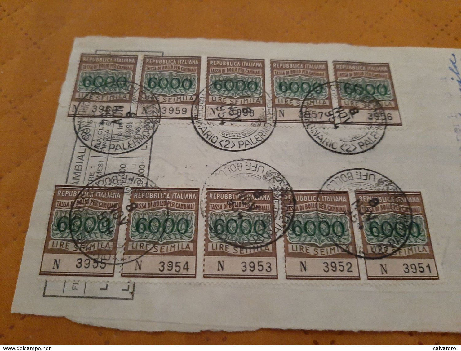 CAMBIALE CON 10 MARCHE DA LIRE 6000 - 1954 - Revenue Stamps