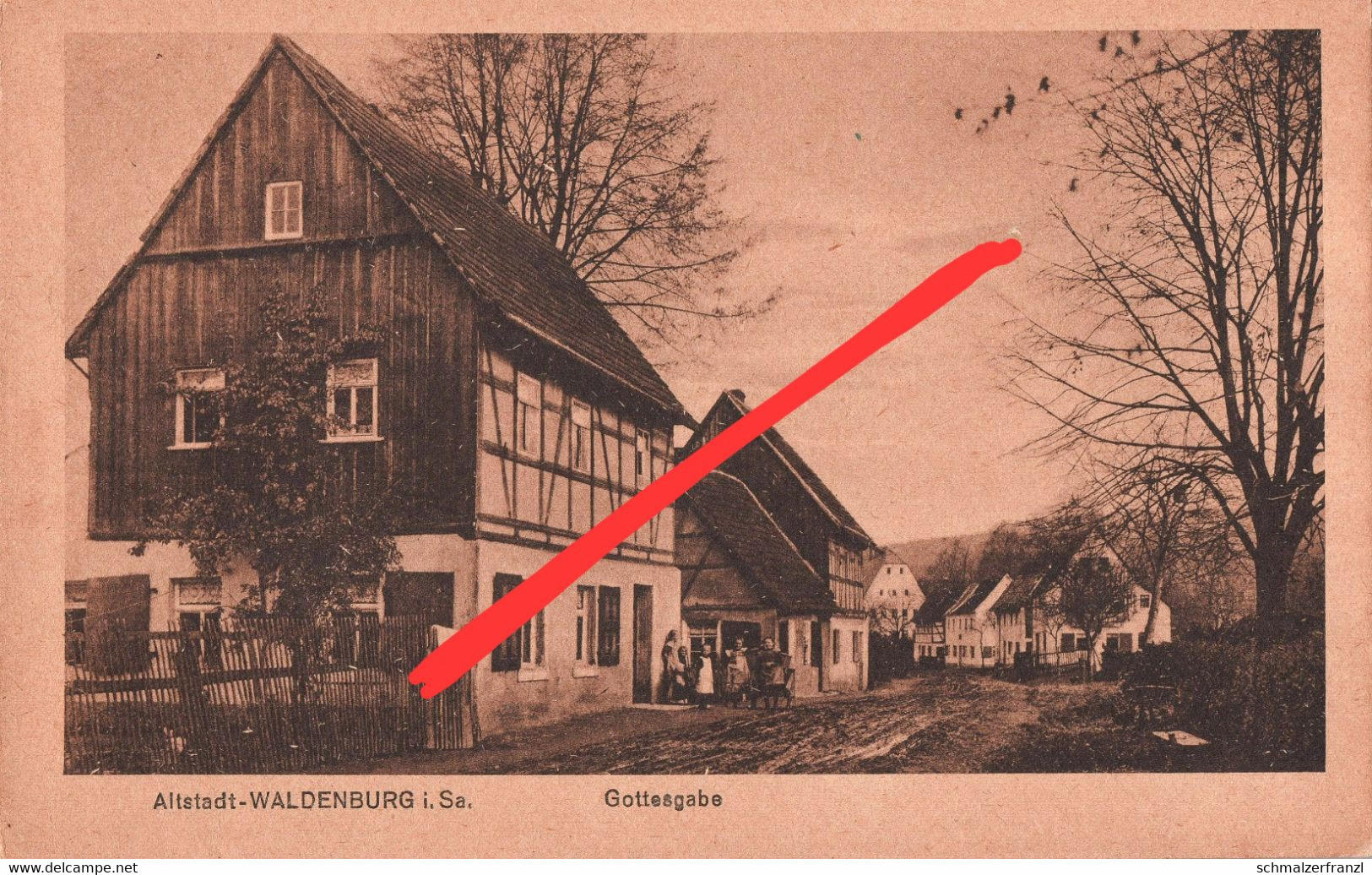 AK Waldenburg Altstadt Gottesgabe Gasthof ? Friedrich Engels Straße Feldweg Bahnhofstraße Kertzsch Nauendorf Callenberg - Waldenburg (Sachsen)