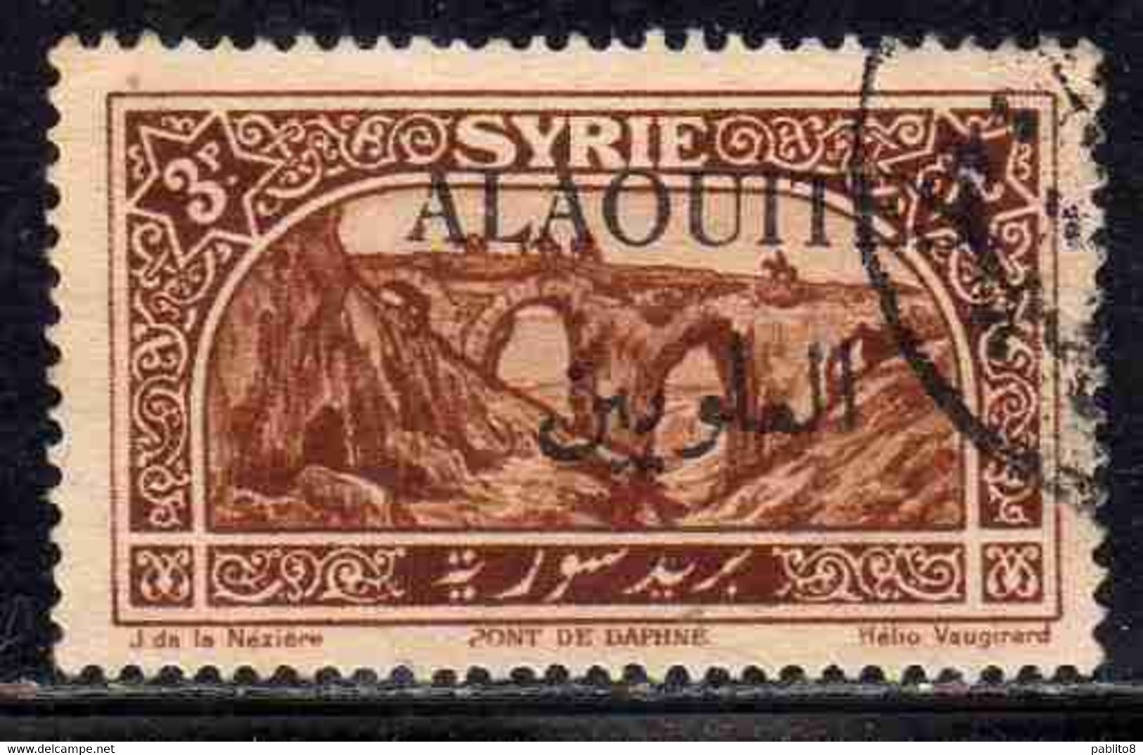 ALAOUITES SYRIA SIRIA ALAQUITES 1925 BRIDGE OF DAPHNE 3p USED USATO OBLITERE' - Gebruikt