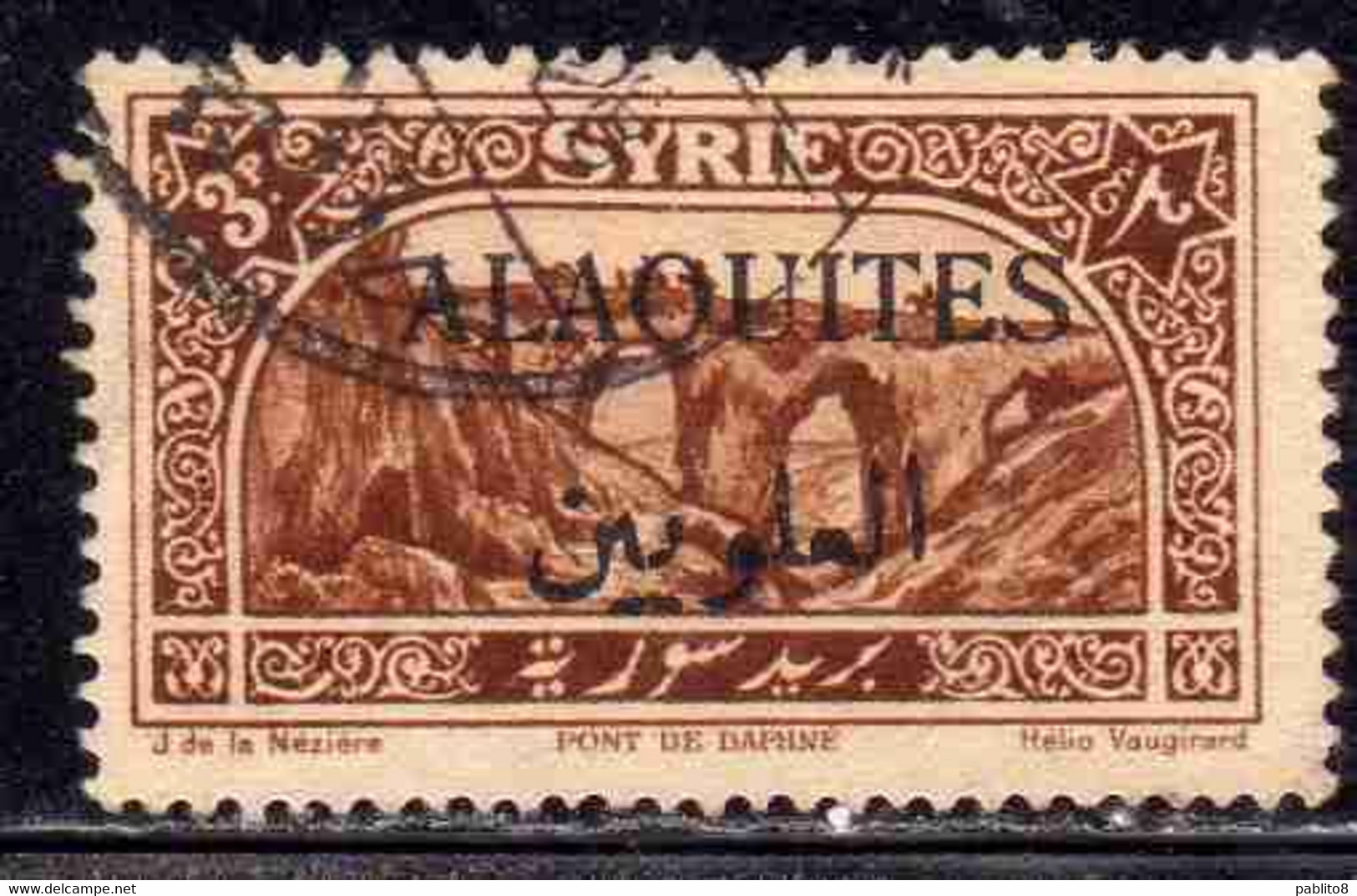 ALAOUITES SYRIA SIRIA ALAQUITES 1925 BRIDGE OF DAPHNE 3p USED USATO OBLITERE' - Gebraucht