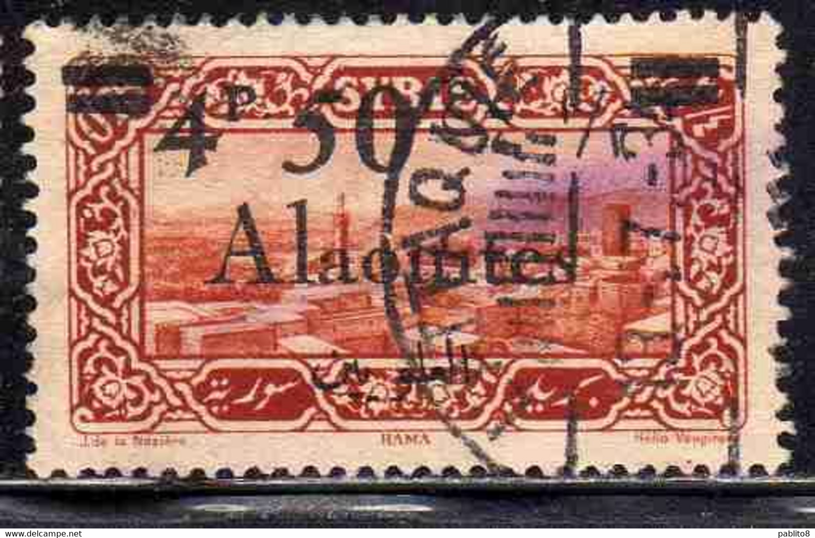 ALAOUITES SYRIA SIRIA ALAQUITES 1926 BRIDGE OF DAPHNE SURCHARGED 4.50p On 3p USED USATO OBLITERE' - Usati