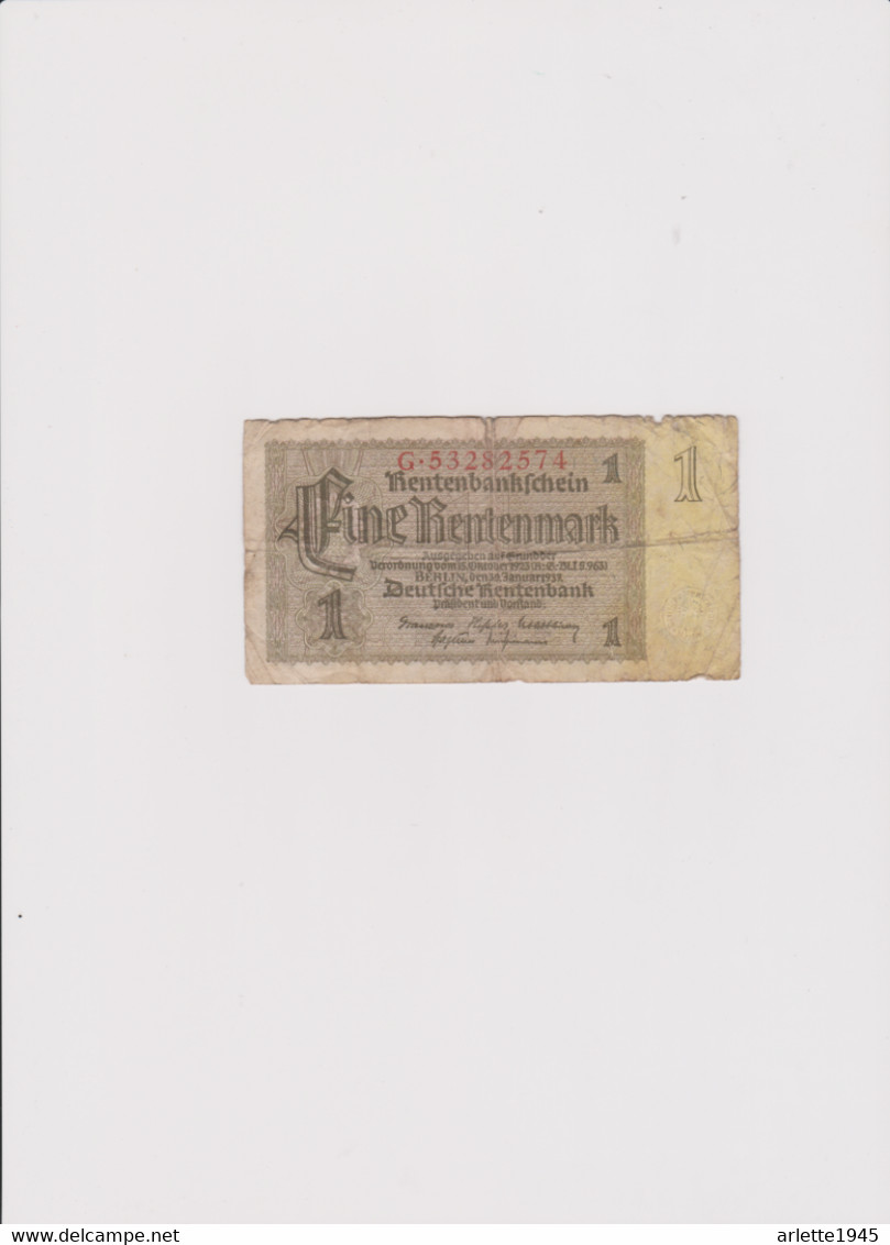 BILLET 1 KENTENBANKFCHEIN FINE RENTENMARK BERLIN  1937 - Sonstige & Ohne Zuordnung