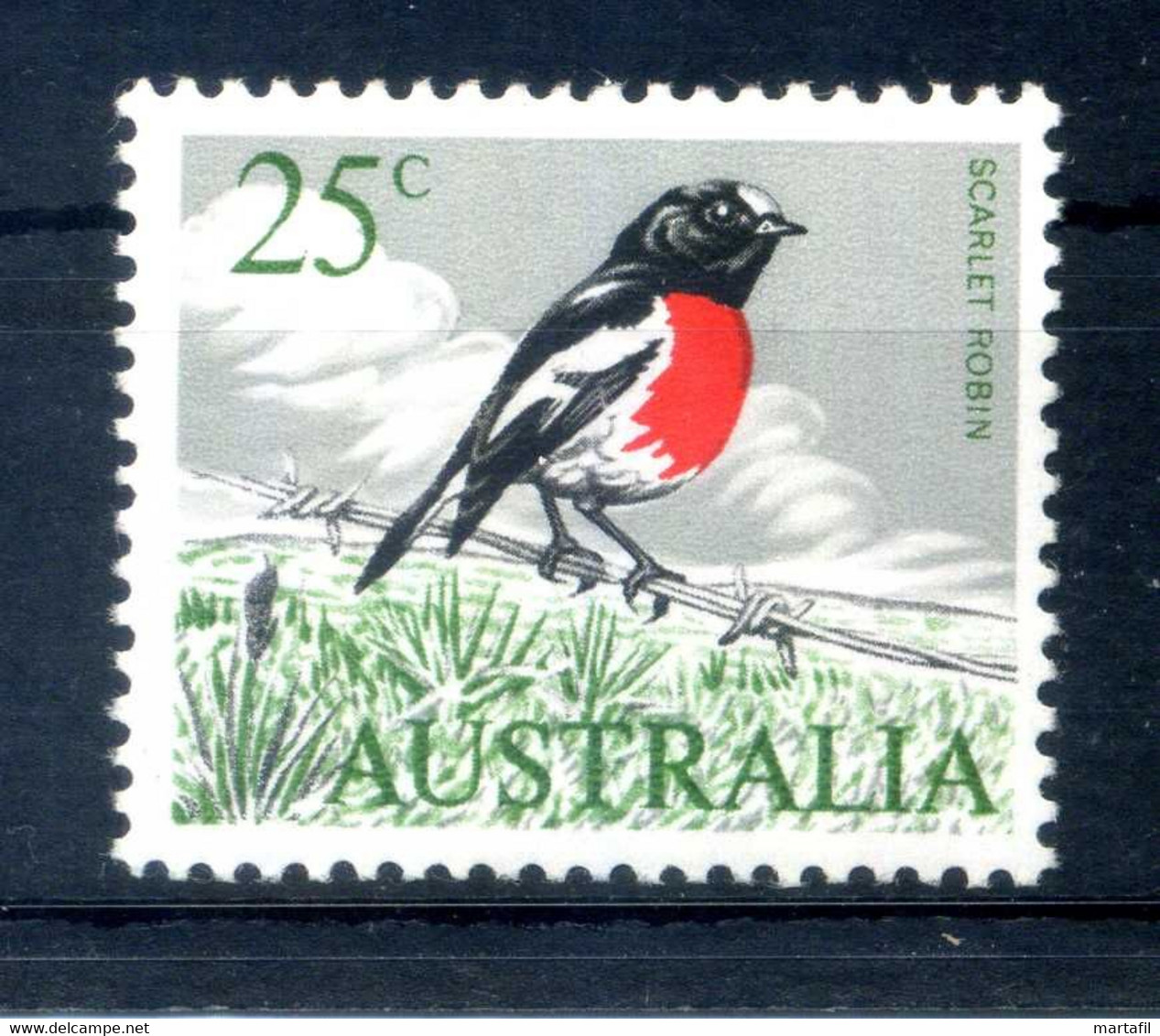 1966 AUSTRALIA Uccelli Birds N.402 MNH ** 25 Cent. Scarlet Robin - Nuovi