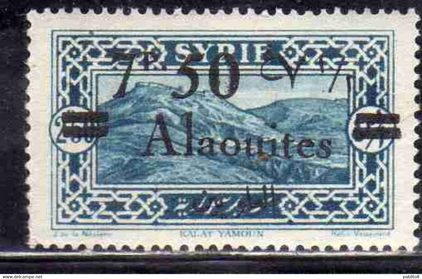 ALAOUITES SYRIA SIRIA ALAQUITES 1926 VIEW OF KALAT YAMOUN SURCHARGED 7.50p On 2.50p USED USATO OBLITERE' - Oblitérés