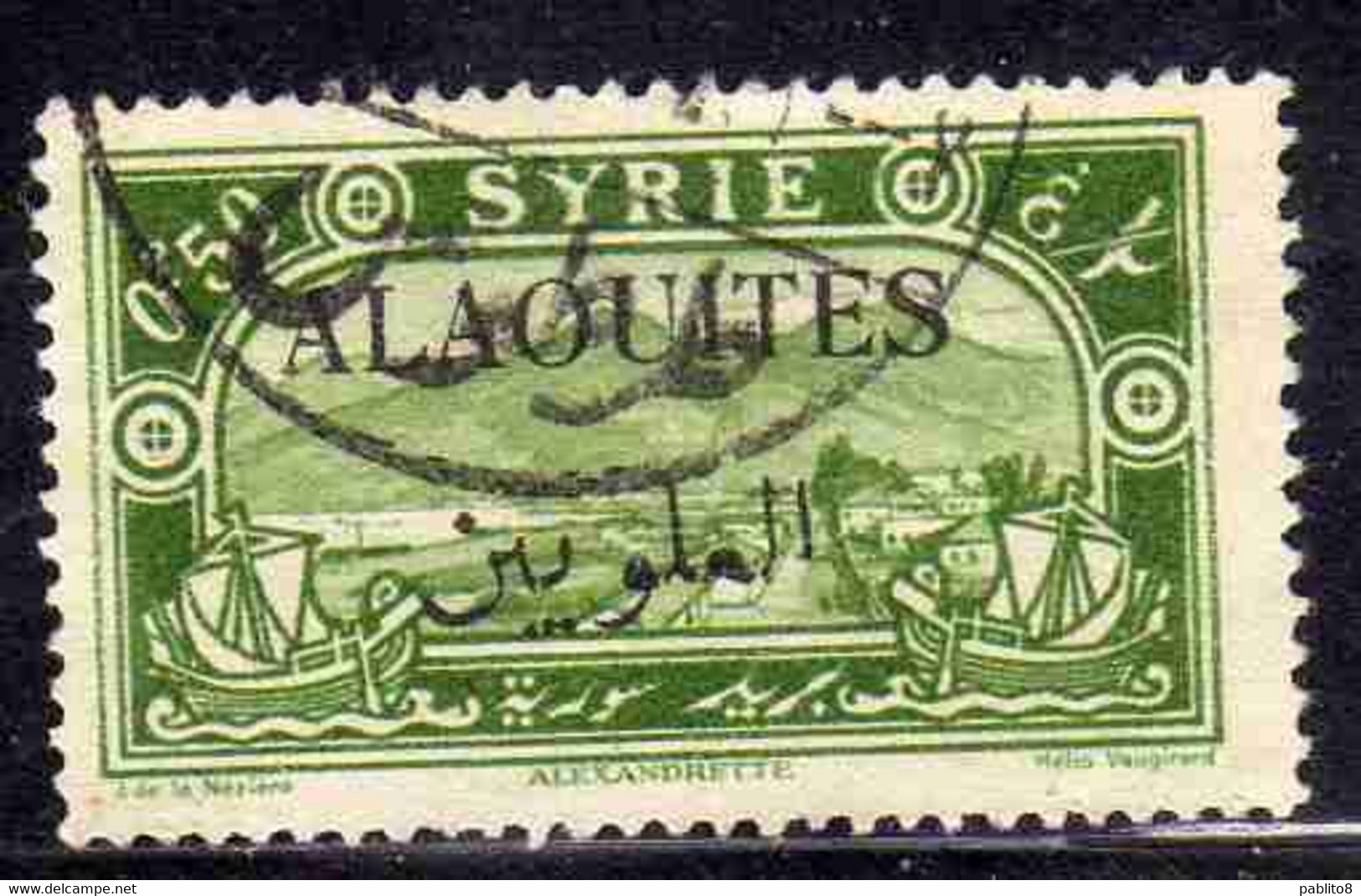 ALAOUITES SYRIA SIRIA ALAQUITES 1925 VIEW OF ALEXANDRETTA 50c USED USATO OBLITERE' - Gebruikt