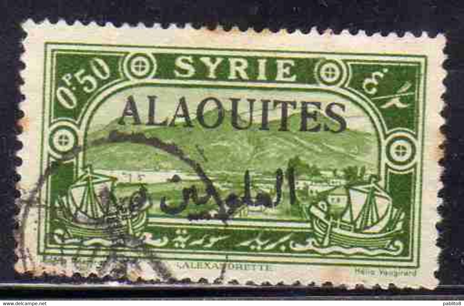 ALAOUITES SYRIA SIRIA ALAQUITES 1925 VIEW OF ALEXANDRETTA 50c USED USATO OBLITERE' - Oblitérés