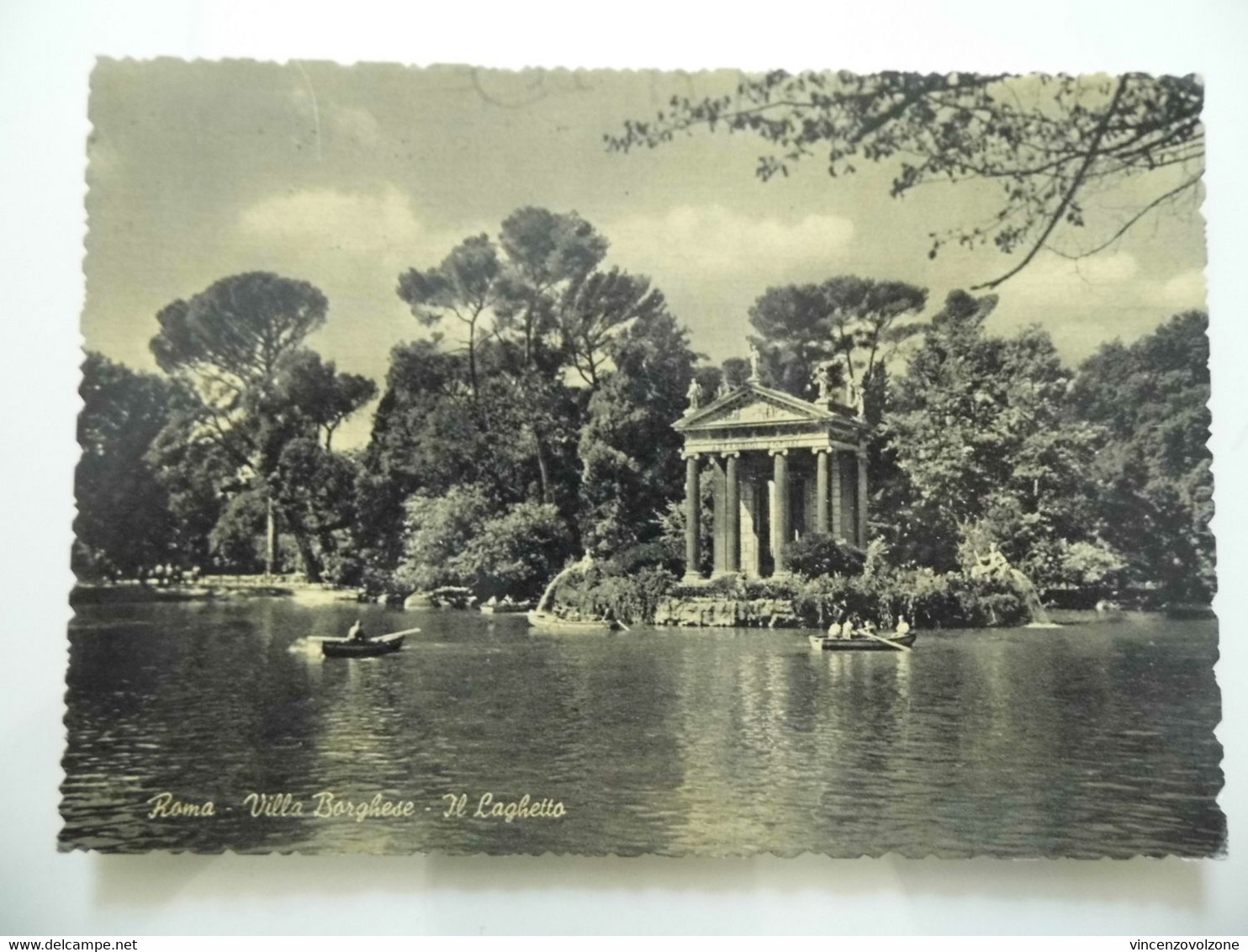 Cartolina Viaggiata "ROMA - Villa Borghese - Il Laghetto"  1956 - Parchi & Giardini