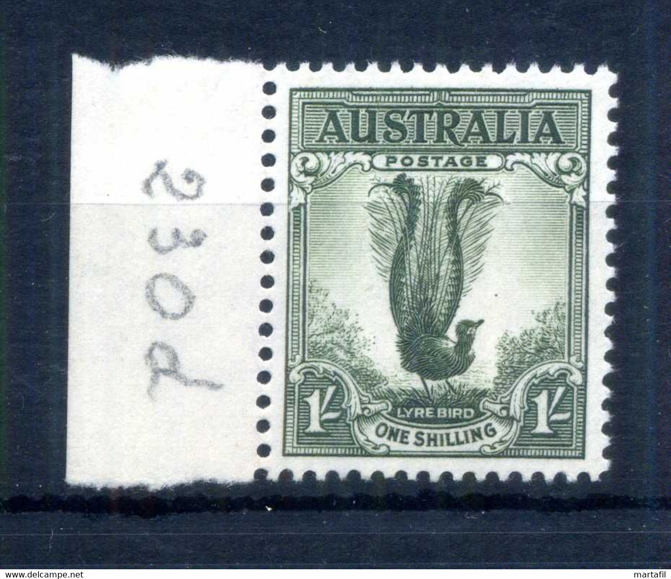 1948-56 AUSTRALIA Serie Ordinaria 1s Uccello Lira N.220 MNH ** Senza Filigrana - Nuovi