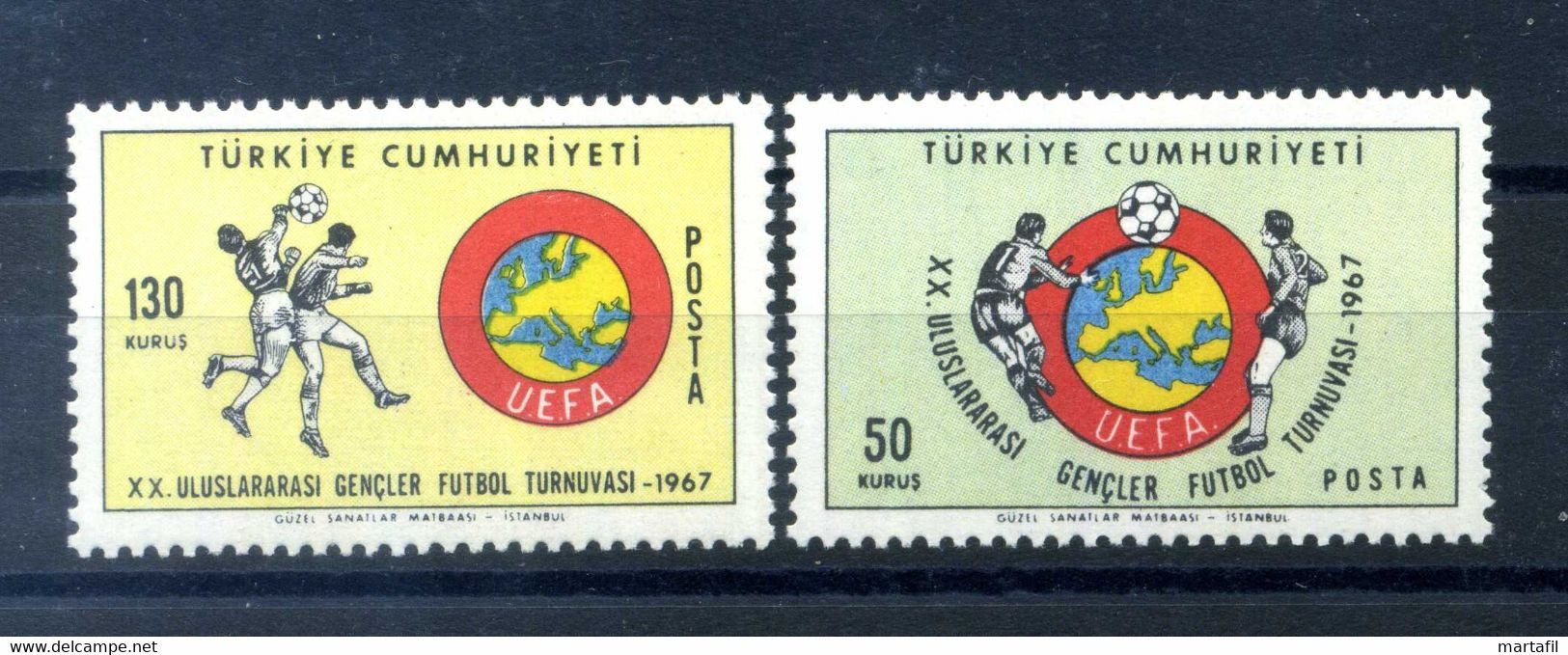 1967 TURCHIA SET MNH ** 1827/1828 Calcio Juniores, Football, Sport, UEFA, FUTBOL - Neufs