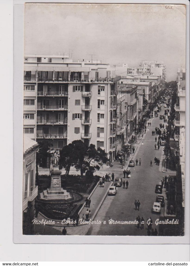 MOLFETTA BARI  CORSO UMBERTO E MONUMENTO A G. GARIBALDI   VG - Molfetta