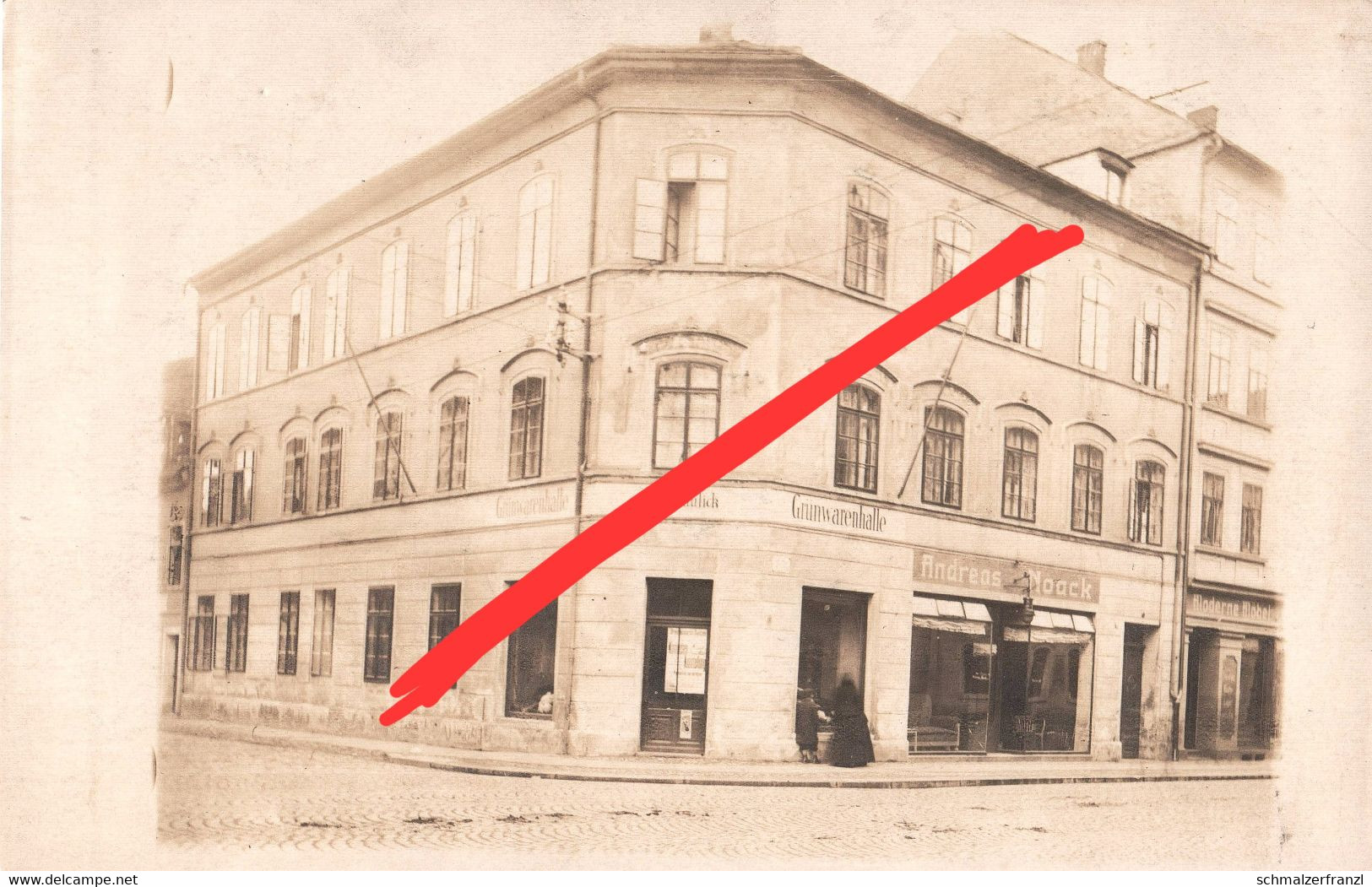 Foto AK Colditz Grünwarenhalle Paulick Noack Laden Geschäft A Markt Untermarkt Obermarkt Töpfergasse Sophienstraße Ring - Colditz