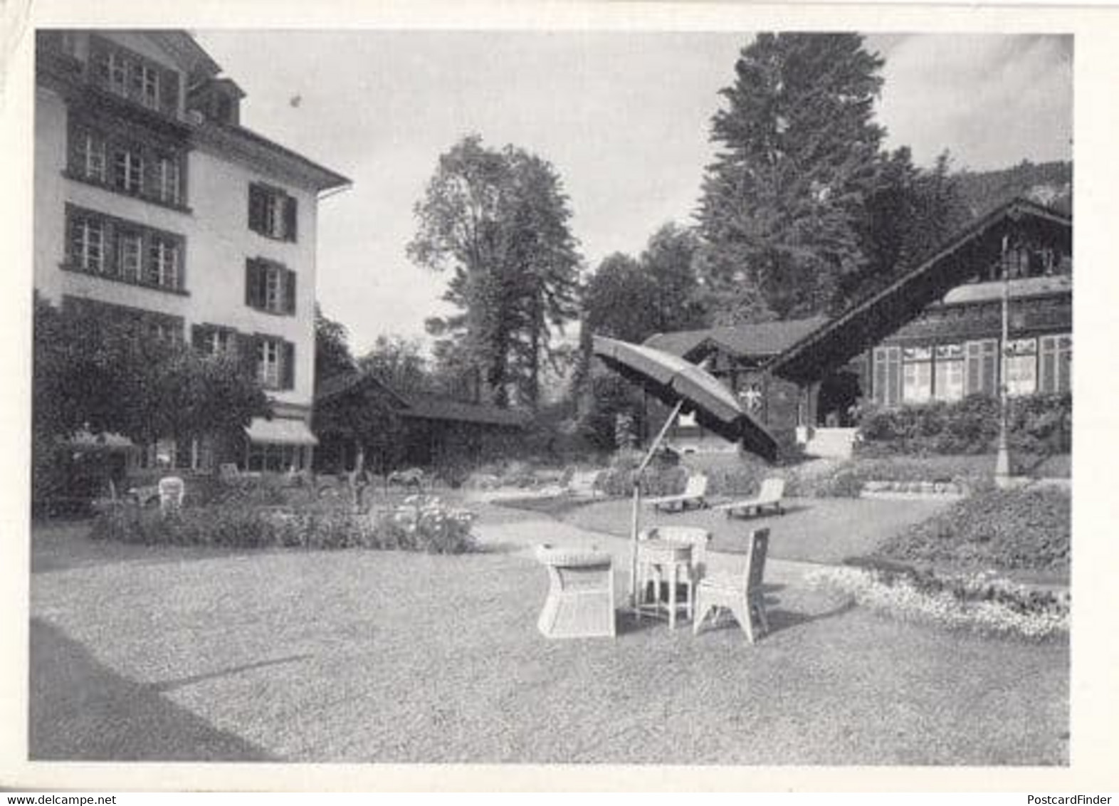 Hotel Bellevue Thun Switzerland Beer Garden Postcard - Bellevue