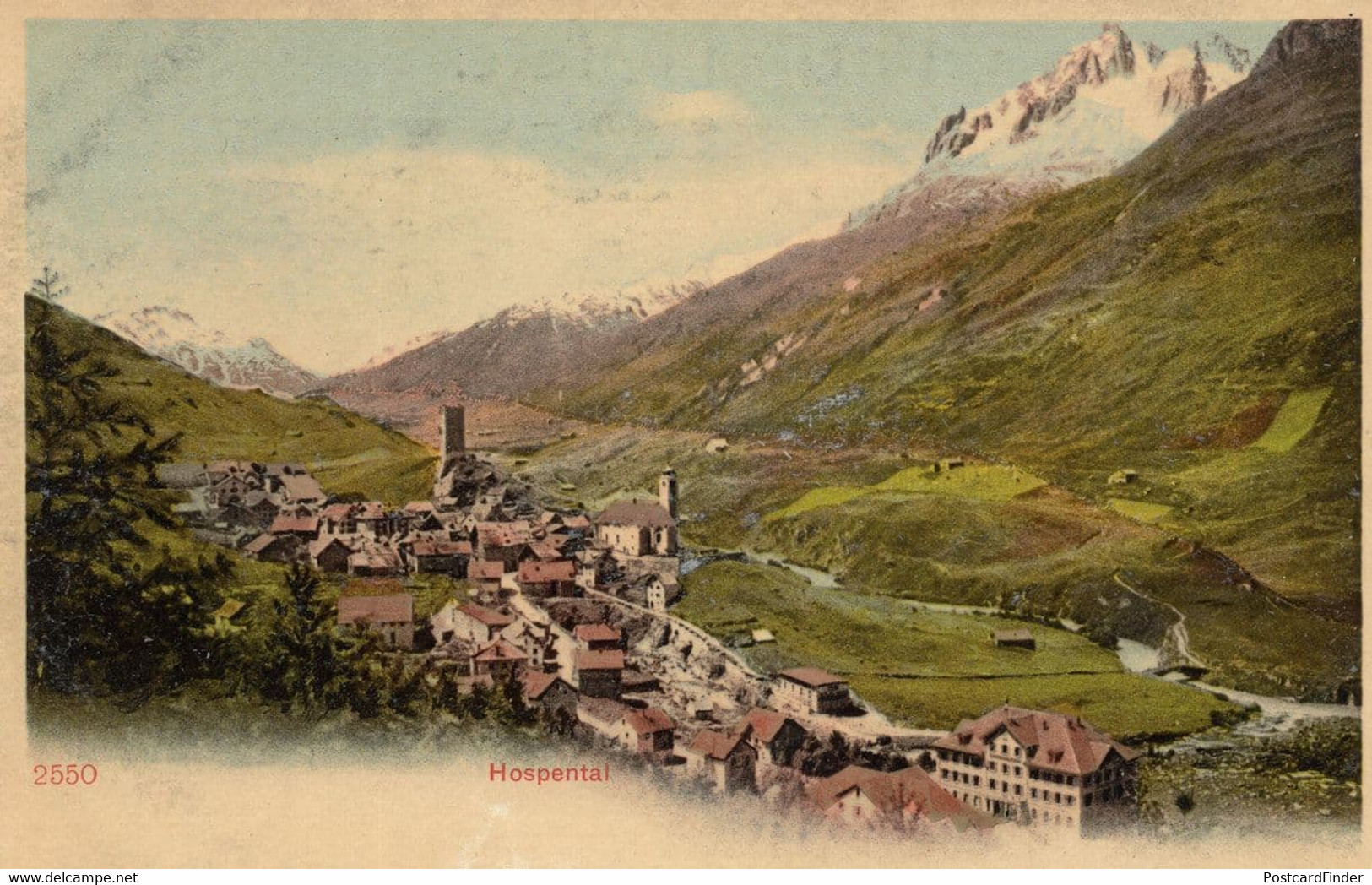 Hospental Switzerland Old Aerial Postcard - Hospental