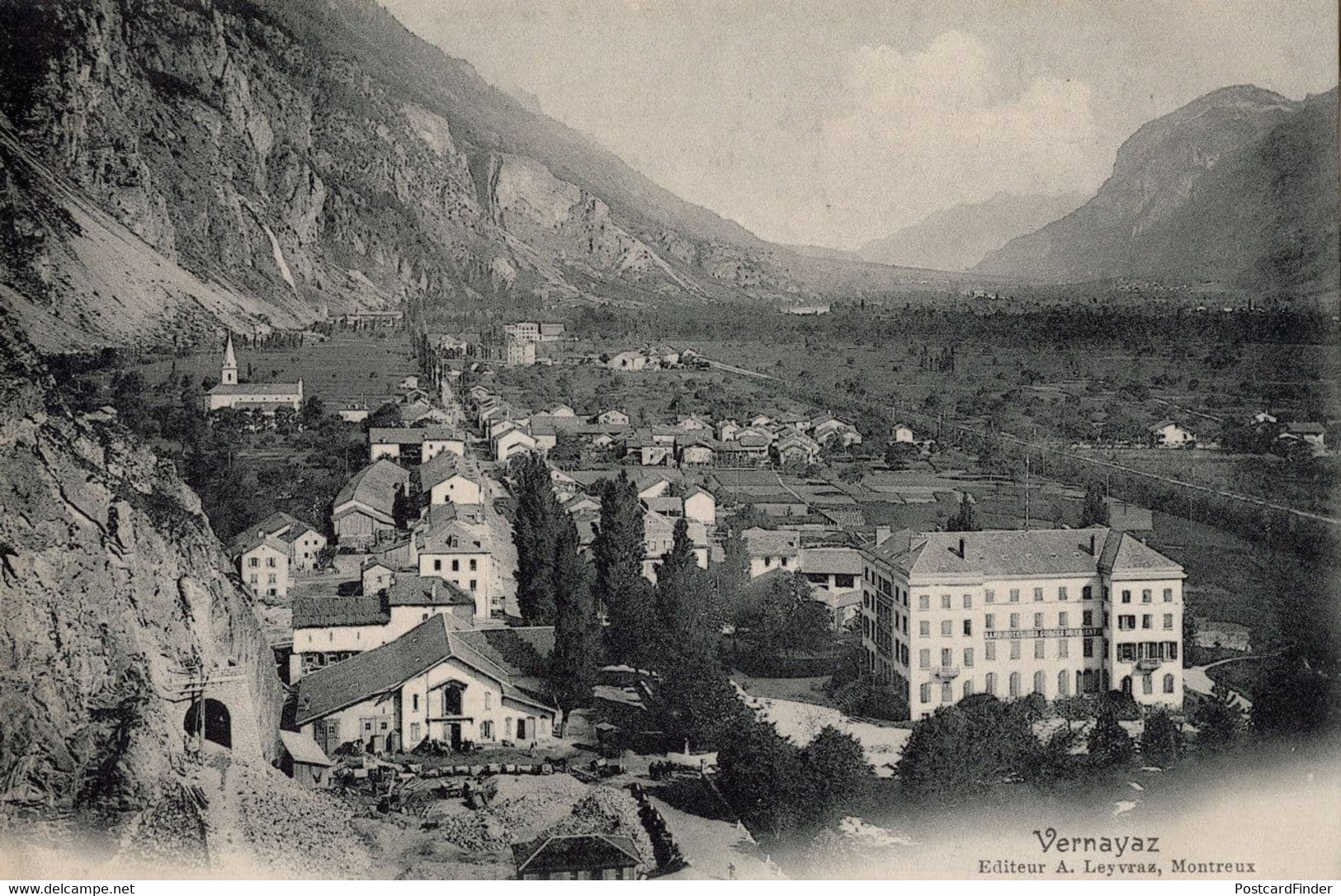 Vernayaz Hotel Switzerland Spectacular Aerial Old Postcard - Vernayaz