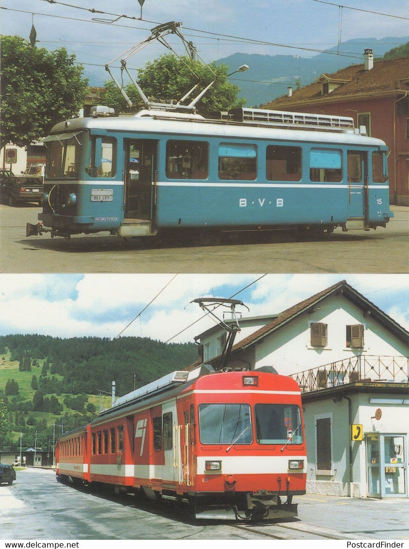 Bex Villars Bretaye Chemins De Fer Du Jura 2x Swiss Tram Postcard S - Villars-les-Moines