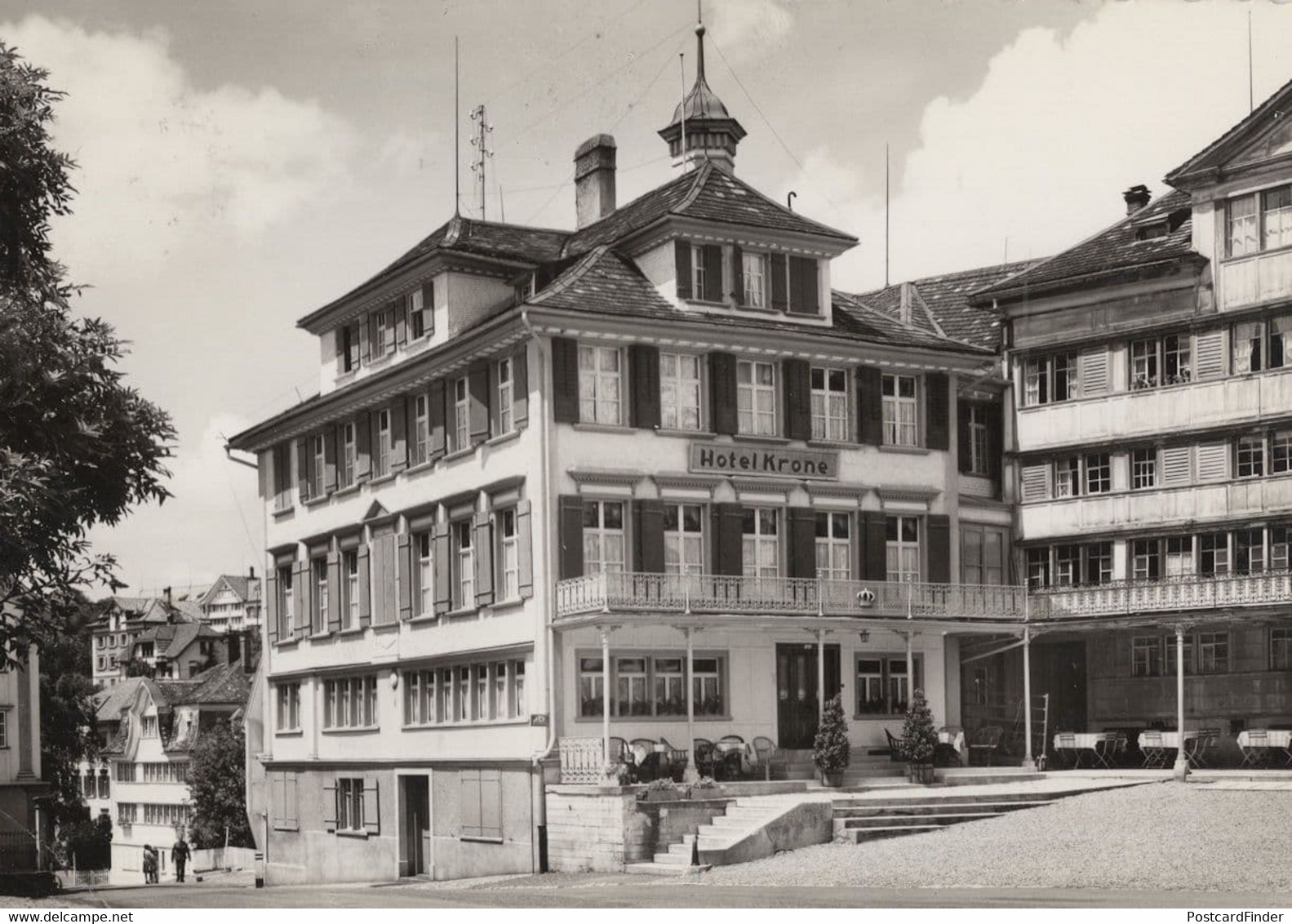 Hotel Krone Gais 1960 Swiss Real Photo Postcard - Gais