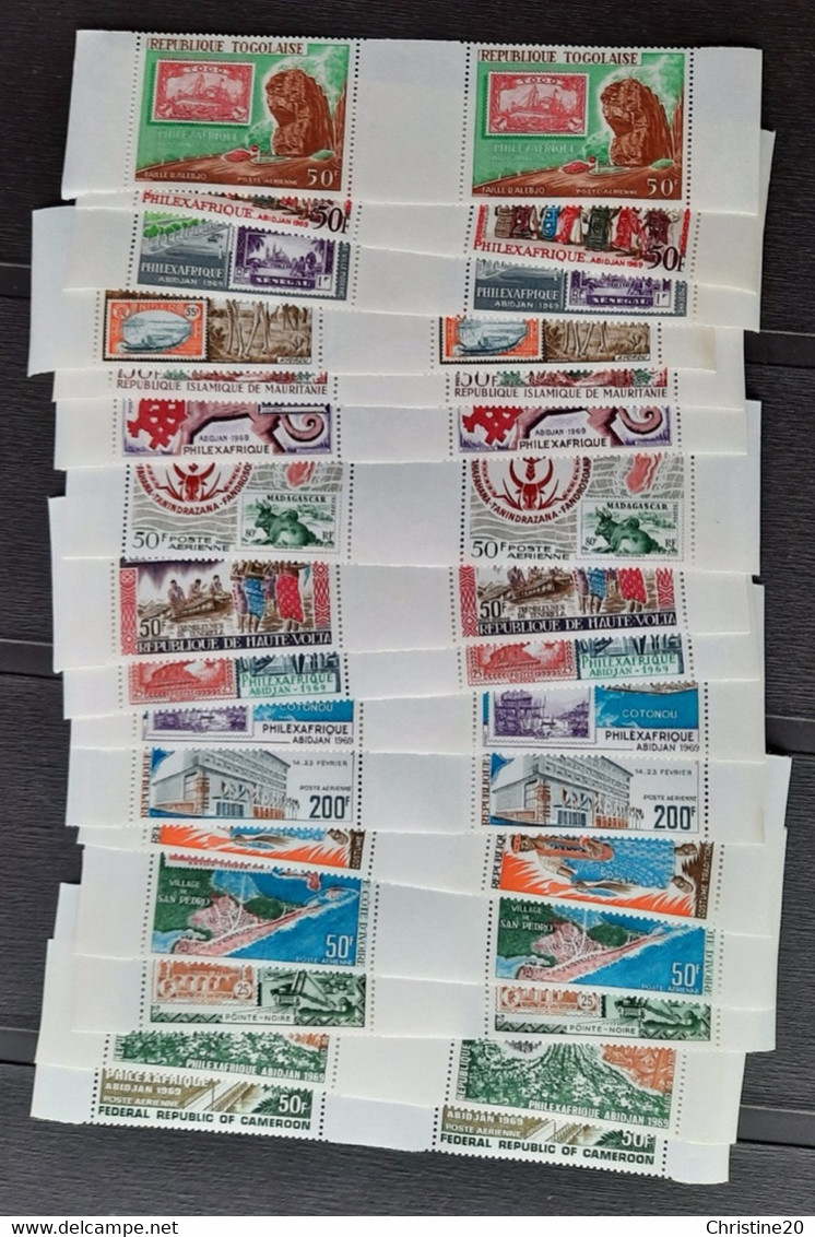 Grandes Séries Coloniales 1968/69 Exposition Philatélique à Abidjan, 16 Valeurs Paire Avec Logo Central **TB Cote 155€ - Unclassified